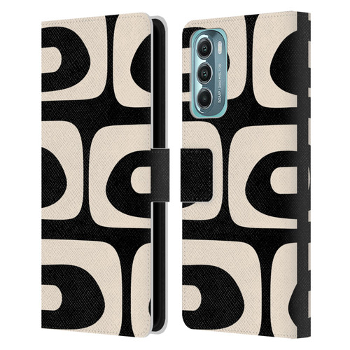 Kierkegaard Design Studio Retro Abstract Patterns Modern Piquet Black Cream Leather Book Wallet Case Cover For Motorola Moto G Stylus 5G (2022)