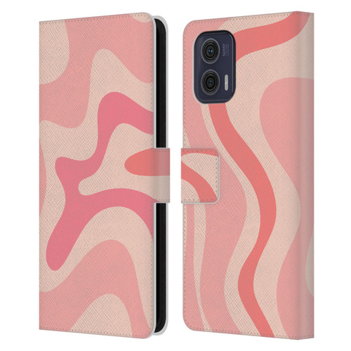 Kierkegaard Design Studio Retro Abstract Patterns Soft Pink Liquid Swirl Leather Book Wallet Case Cover For Motorola Moto G73 5G