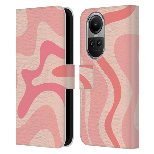 Kierkegaard Design Studio Retro Abstract Patterns Soft Pink Liquid Swirl Leather Book Wallet Case Cover For OPPO Reno10 5G / Reno10 Pro 5G