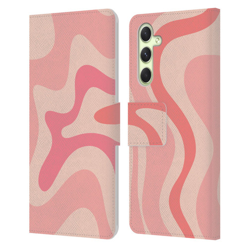 Kierkegaard Design Studio Retro Abstract Patterns Soft Pink Liquid Swirl Leather Book Wallet Case Cover For Samsung Galaxy A54 5G