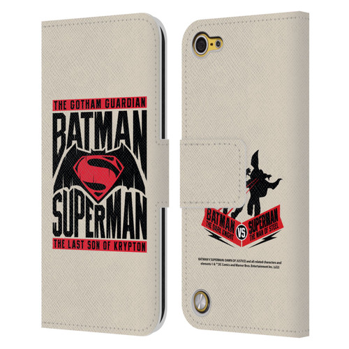 Batman V Superman: Dawn of Justice Graphics Typography Leather Book Wallet Case Cover For Apple iPod Touch 5G 5th Gen