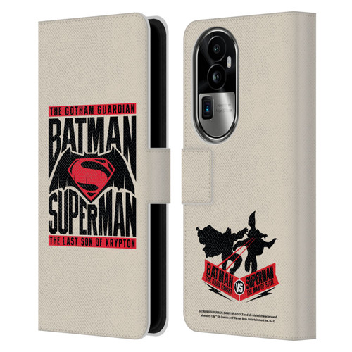 Batman V Superman: Dawn of Justice Graphics Typography Leather Book Wallet Case Cover For OPPO Reno10 Pro+