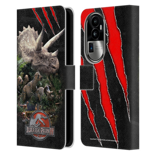Jurassic Park III Key Art Dinosaurs 2 Leather Book Wallet Case Cover For OPPO Reno10 Pro+
