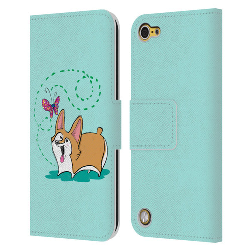 Grace Illustration Dogs Corgi Leather Book Wallet Case Cover For Apple iPod Touch 5G 5th Gen
