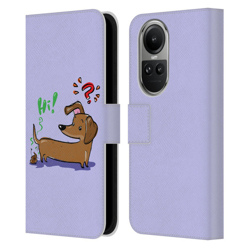 Grace Illustration Dogs Dachshund Leather Book Wallet Case Cover For OPPO Reno10 5G / Reno10 Pro 5G