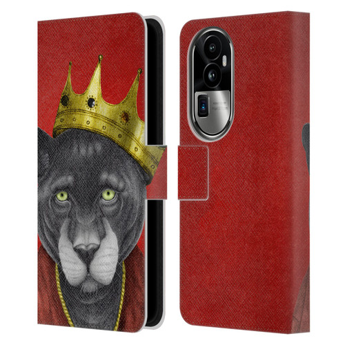 Barruf Animals The King Panther Leather Book Wallet Case Cover For OPPO Reno10 Pro+