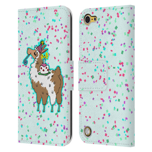 Grace Illustration Llama Birthday Leather Book Wallet Case Cover For Apple iPod Touch 5G 5th Gen