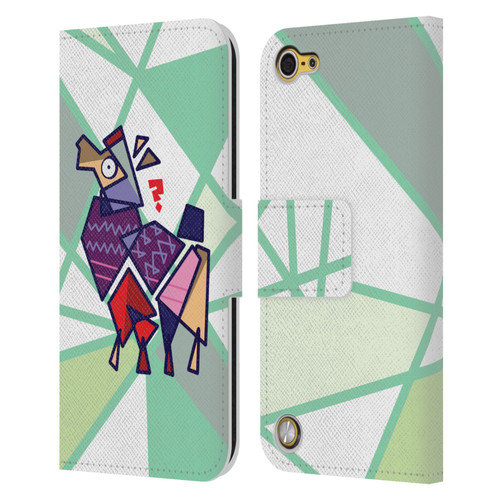 Grace Illustration Llama Cubist Leather Book Wallet Case Cover For Apple iPod Touch 5G 5th Gen