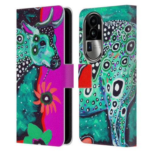 Mad Dog Art Gallery Animals Cosmic Cow Leather Book Wallet Case Cover For OPPO Reno10 Pro+