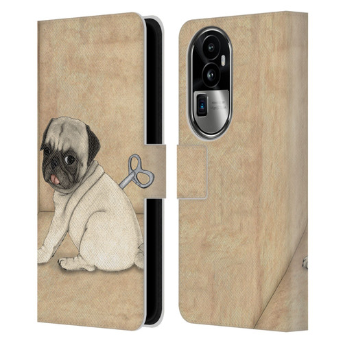 Barruf Dogs Pug Toy Leather Book Wallet Case Cover For OPPO Reno10 Pro+