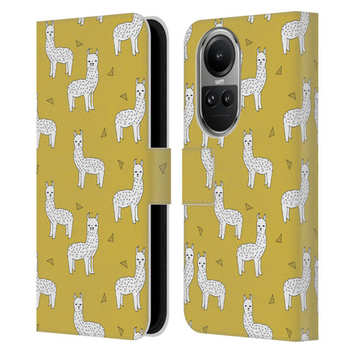 Andrea Lauren Design Animals Llama Leather Book Wallet Case Cover For OPPO Reno10 5G / Reno10 Pro 5G