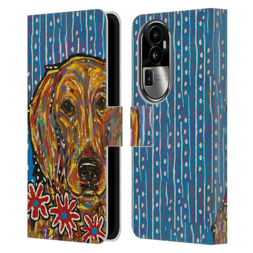 Mad Dog Art Gallery Dog 5 Golden Retriever Leather Book Wallet Case Cover For OPPO Reno10 Pro+