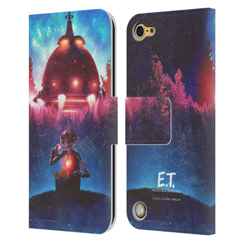 E.T. Graphics Spaceship Leather Book Wallet Case Cover For Apple iPod Touch 5G 5th Gen