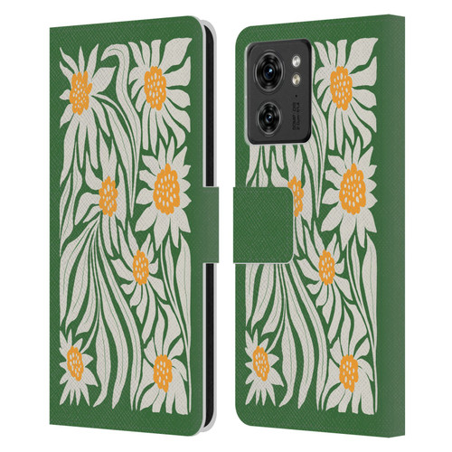Ayeyokp Plants And Flowers Sunflowers Green Leather Book Wallet Case Cover For Motorola Moto Edge 40