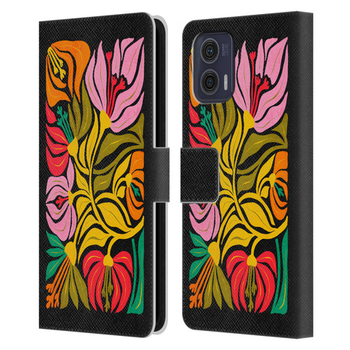 Ayeyokp Plants And Flowers Flor De Mar Flower Market Leather Book Wallet Case Cover For Motorola Moto G73 5G