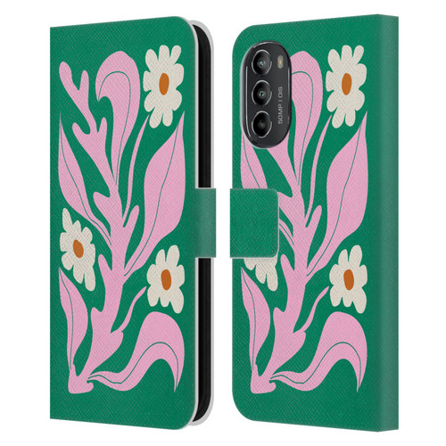 Ayeyokp Plants And Flowers Green Les Fleurs Color Leather Book Wallet Case Cover For Motorola Moto G82 5G