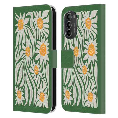 Ayeyokp Plants And Flowers Sunflowers Green Leather Book Wallet Case Cover For Motorola Moto G82 5G