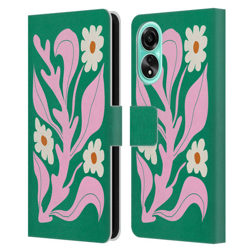 Ayeyokp Plants And Flowers Green Les Fleurs Color Leather Book Wallet Case Cover For OPPO A78 5G