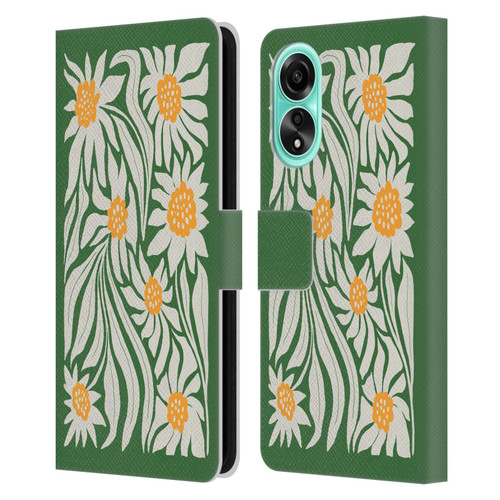 Ayeyokp Plants And Flowers Sunflowers Green Leather Book Wallet Case Cover For OPPO A78 5G