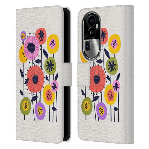 Ayeyokp Plants And Flowers Minimal Flower Market Leather Book Wallet Case Cover For OPPO Reno10 Pro+