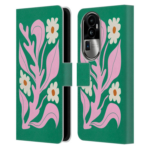 Ayeyokp Plants And Flowers Green Les Fleurs Color Leather Book Wallet Case Cover For OPPO Reno10 Pro+