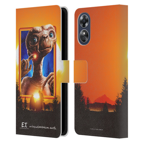 E.T. Graphics Sunset Leather Book Wallet Case Cover For OPPO A17