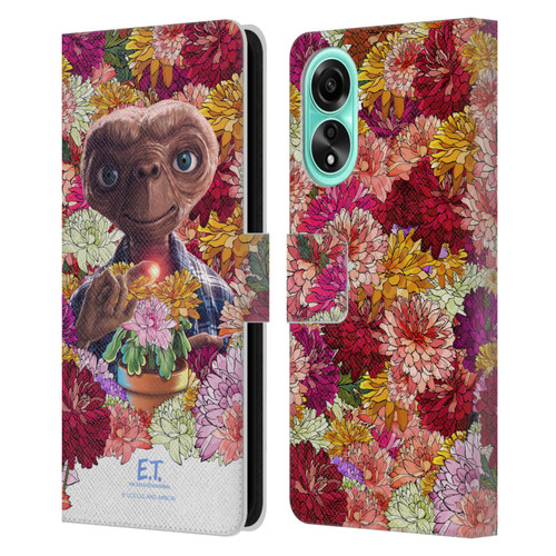 E.T. Graphics Floral Leather Book Wallet Case Cover For OPPO A78 4G