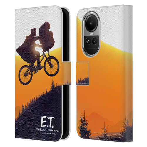 E.T. Graphics Riding Bike Sunset Leather Book Wallet Case Cover For OPPO Reno10 5G / Reno10 Pro 5G