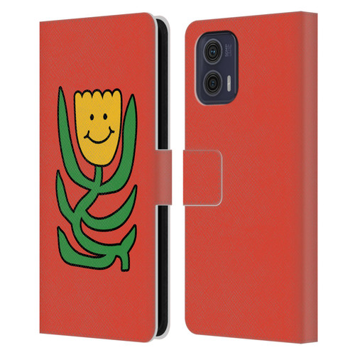 Ayeyokp Pop Flower Of Joy Red Leather Book Wallet Case Cover For Motorola Moto G73 5G