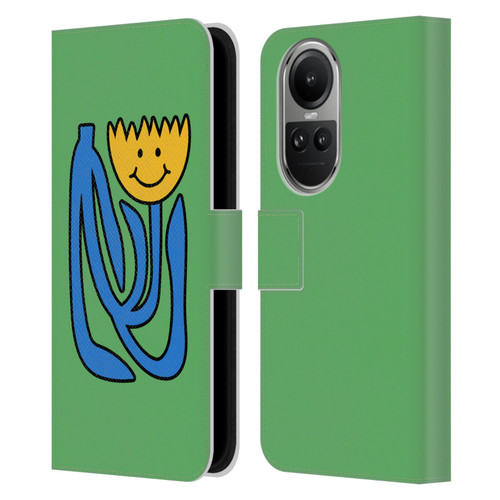Ayeyokp Pop Flower Of Joy Green Leather Book Wallet Case Cover For OPPO Reno10 5G / Reno10 Pro 5G
