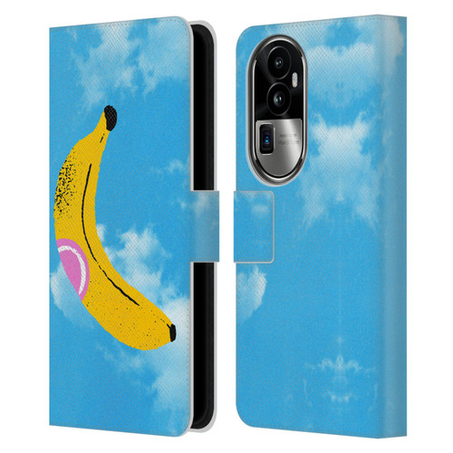 Ayeyokp Pop Banana Pop Art Sky Leather Book Wallet Case Cover For OPPO Reno10 Pro+