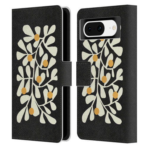 Ayeyokp Plant Pattern Summer Bloom Black Leather Book Wallet Case Cover For Google Pixel 8