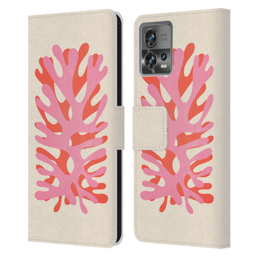 Ayeyokp Plant Pattern Two Coral Leather Book Wallet Case Cover For Motorola Moto Edge 30 Fusion