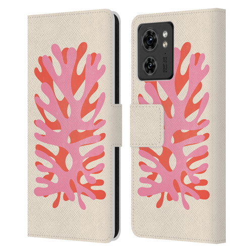 Ayeyokp Plant Pattern Two Coral Leather Book Wallet Case Cover For Motorola Moto Edge 40