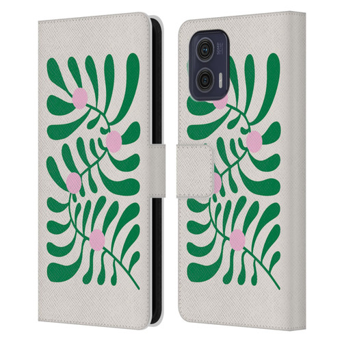 Ayeyokp Plant Pattern Summer Bloom White Leather Book Wallet Case Cover For Motorola Moto G73 5G