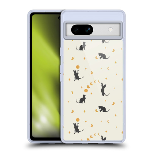 Episodic Drawing Pattern Cat And Moon Soft Gel Case for Google Pixel 7a