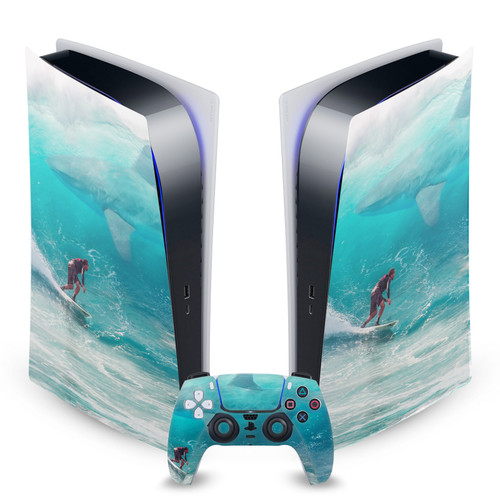 Dave Loblaw Sea 2 Shark Surfer Vinyl Sticker Skin Decal Cover for Sony PS5 Digital Edition Bundle