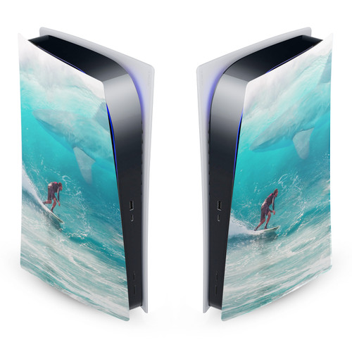 Dave Loblaw Sea 2 Shark Surfer Vinyl Sticker Skin Decal Cover for Sony PS5 Digital Edition Console