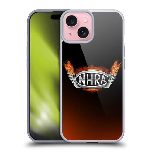 National Hot Rod Association Graphics Fire Logo Soft Gel Case for Apple iPhone 15