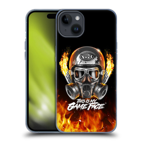 National Hot Rod Association Graphics Game Face Helmet Soft Gel Case for Apple iPhone 15 Plus