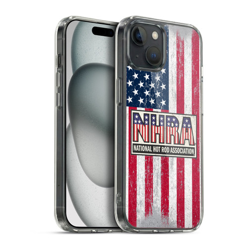 National Hot Rod Association Graphics US Flag Soft Gel Case for Apple iPhone 15 Plus & MagSafe
