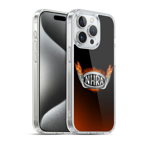 National Hot Rod Association Graphics Fire Logo Soft Gel Case for Apple iPhone 15 Pro & MagSafe