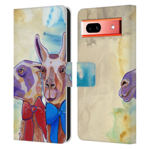 Jody Wright Animals Lovely Llamas Leather Book Wallet Case Cover For Google Pixel 7a