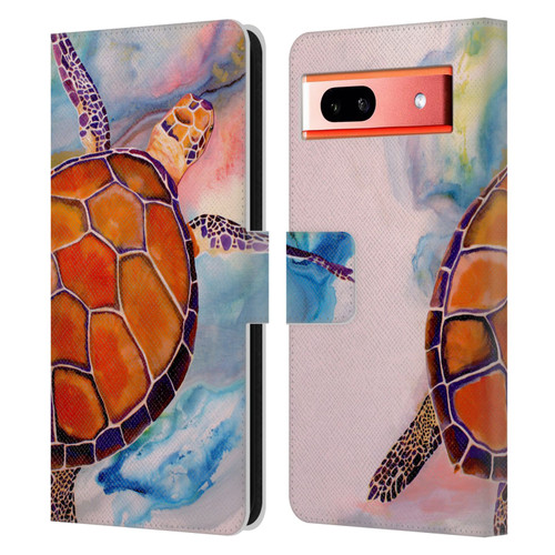 Jody Wright Animals Tranquility Sea Turtle Leather Book Wallet Case Cover For Google Pixel 7a
