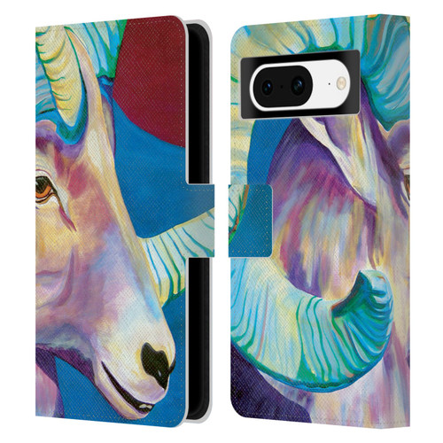 Jody Wright Animals Bighorn Leather Book Wallet Case Cover For Google Pixel 8