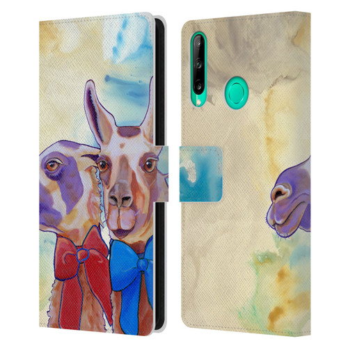 Jody Wright Animals Lovely Llamas Leather Book Wallet Case Cover For Huawei P40 lite E