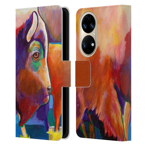 Jody Wright Animals Bison Leather Book Wallet Case Cover For Huawei P50