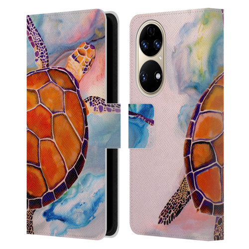 Jody Wright Animals Tranquility Sea Turtle Leather Book Wallet Case Cover For Huawei P50