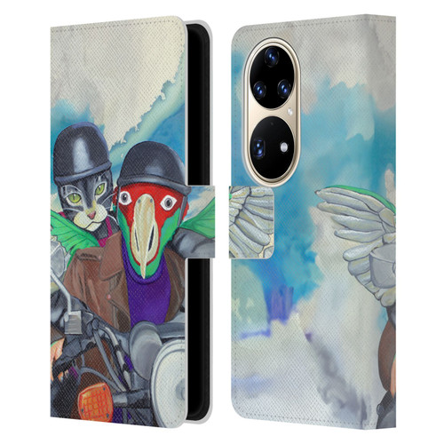 Jody Wright Animals Bikers Different Strokes Leather Book Wallet Case Cover For Huawei P50 Pro