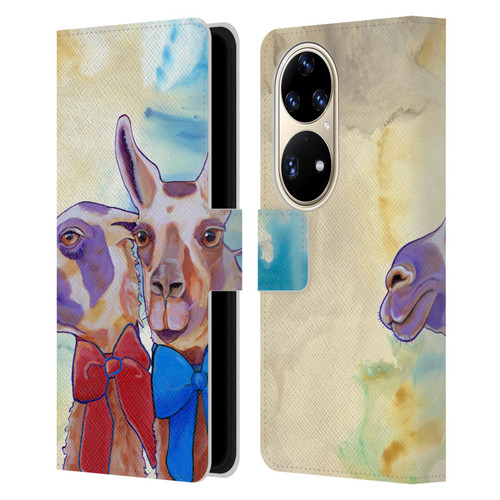 Jody Wright Animals Lovely Llamas Leather Book Wallet Case Cover For Huawei P50 Pro